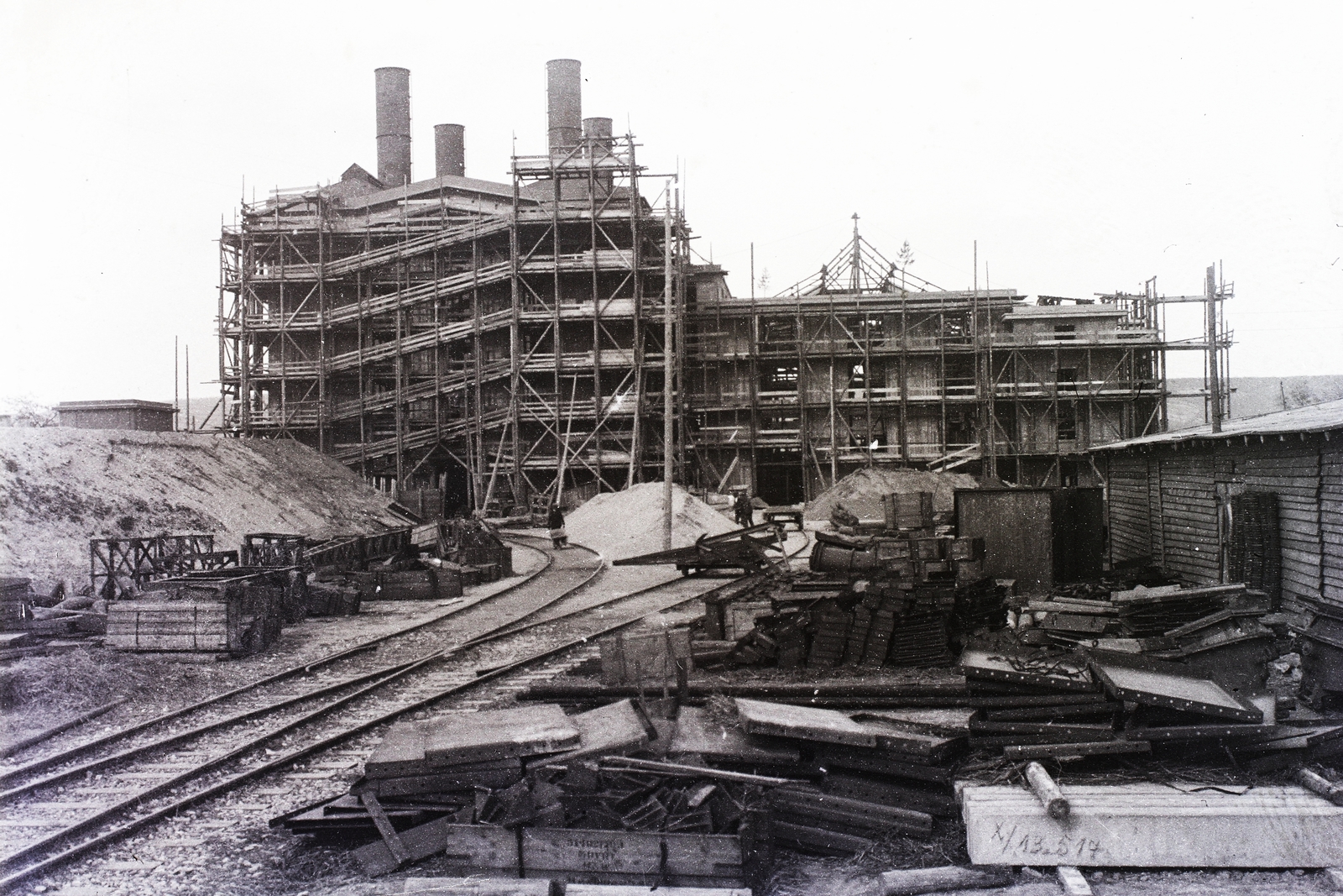 Hungary, Tata-Tóváros, Bánhida (ekkor önálló), az erőmű építése., 1928, Haui Balázs, factory, Fortepan #92931