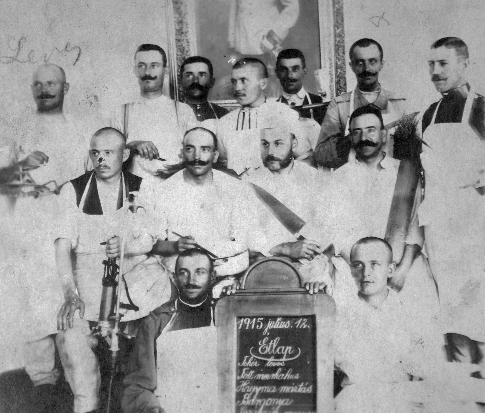 1915, Fortepan, First World War, hospitality, workplace, tableau, men, restaurant, working clothes, Fortepan #9316