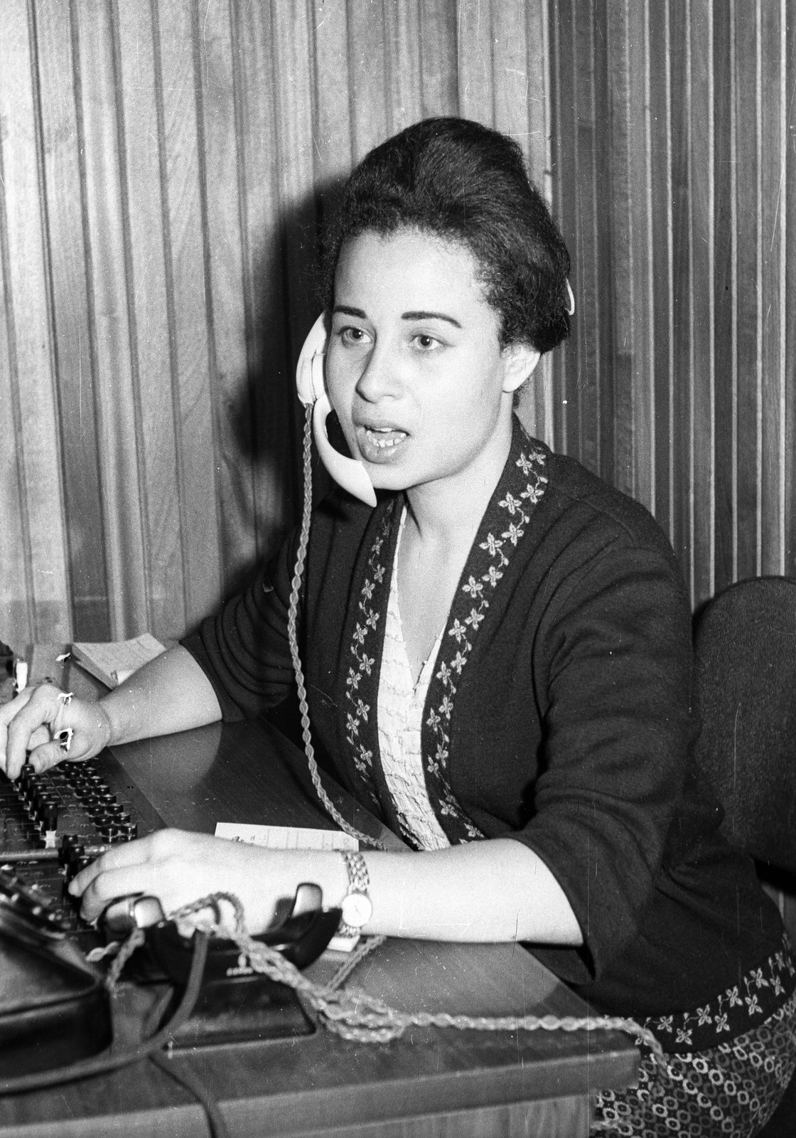 Egyiptom, 1962, Inkey Tibor, telefon, alkalmazott, hölgy, Fortepan #93223