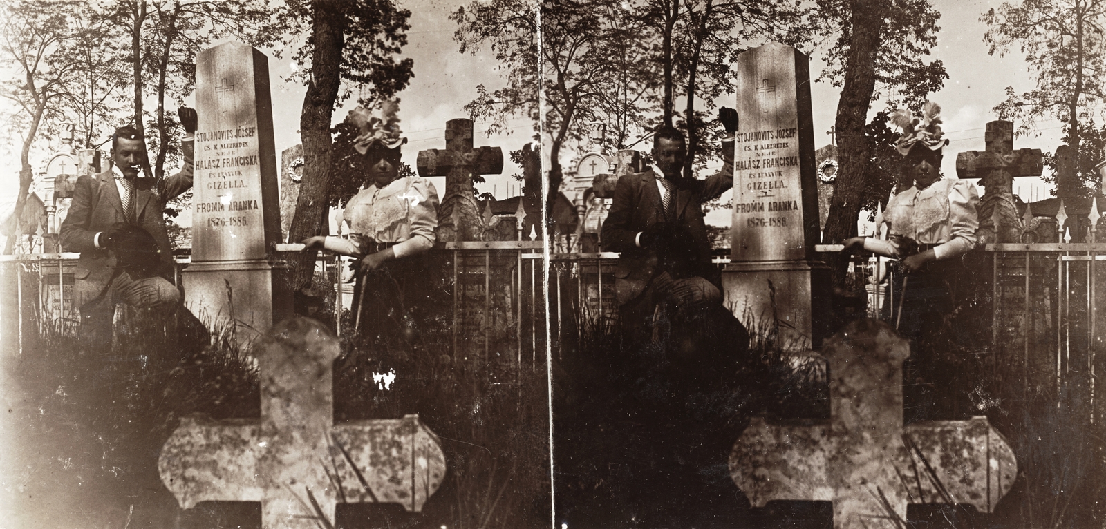 Hungary, Veszprém, Mártírok útja (Örsi út), Alsóvárosi temető. A felvétel 1896-ban készült., 1900, Kiss László, Dabasy Fromm Géza, cemetery, tomb, stereophoto, Fortepan #93358