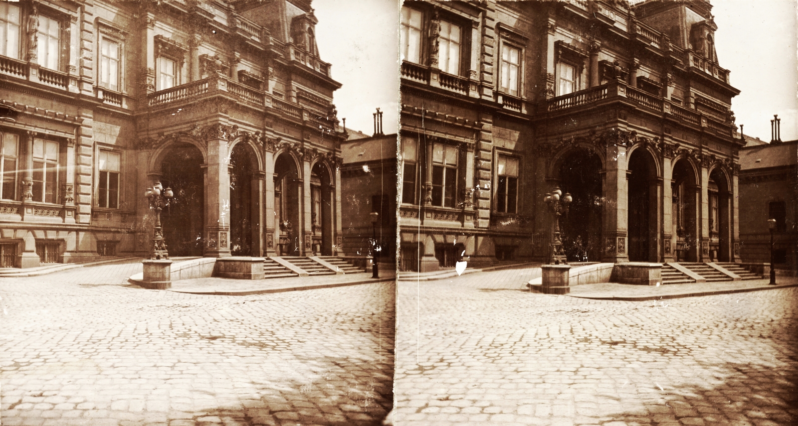 Hungary, Budapest VIII., Károlyi Alajos palotája a Pollack Mihály tér (Eszterházy utca) és a Múzeum utca sarkán. A felvétel 1895-ben készült., 1900, Kiss László, Dabasy Fromm Géza, Miklós Ybl-design, palace, stereophoto, Budapest, Fortepan #93407
