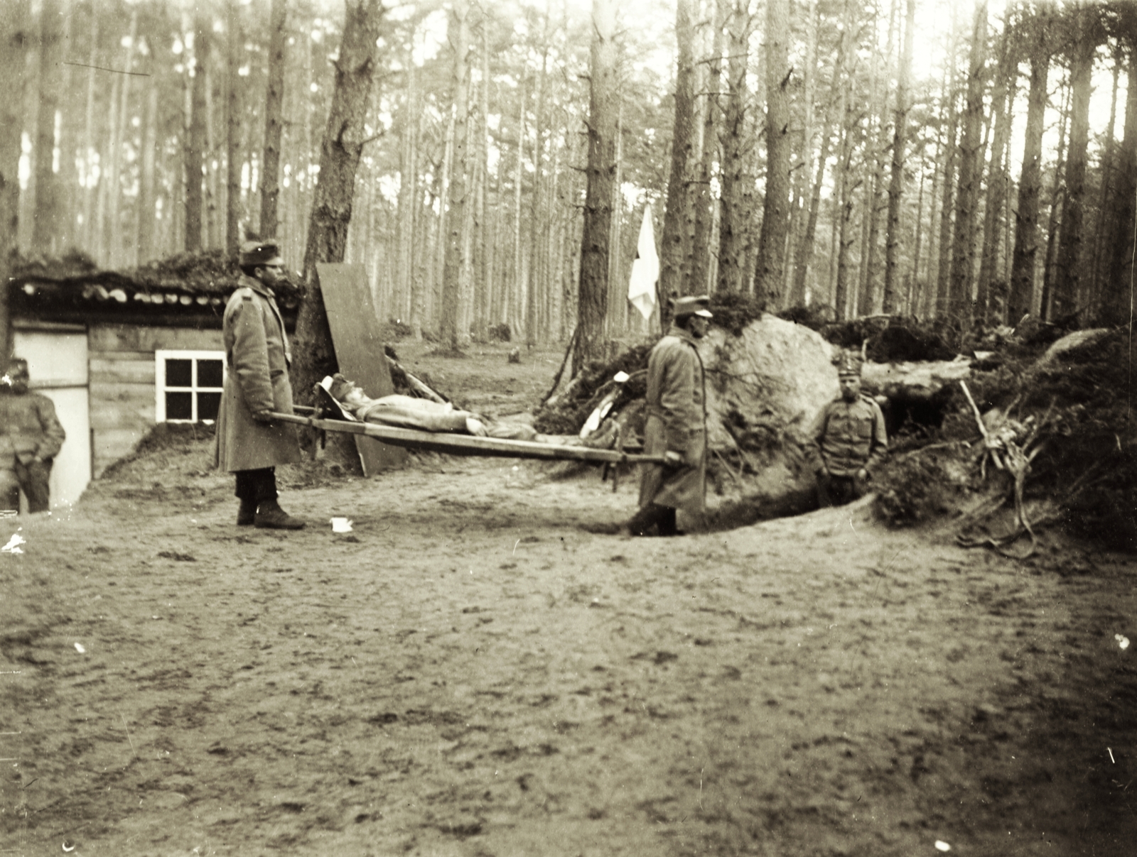 1915, Madaras Jenő, első világháború, hordágy, vöröskereszt, fedezék, felcser, Fortepan #93736