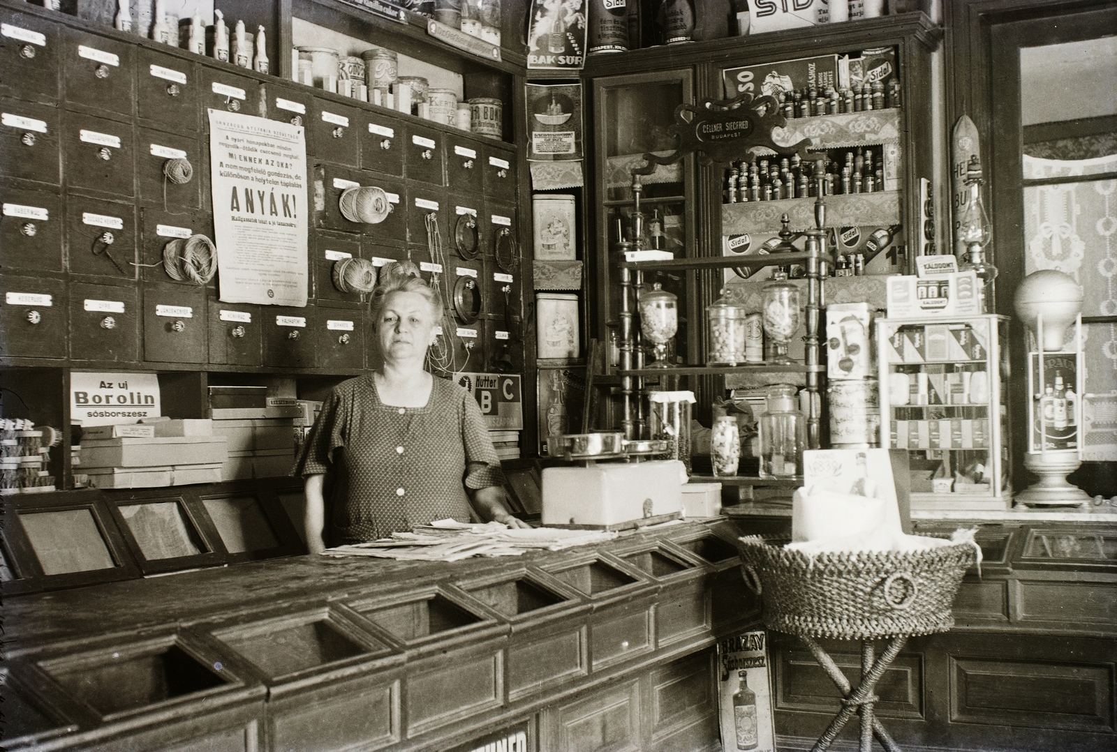 1936, Pálfi András, ad, grocery store, shop interior, hardware store, Fortepan #93920