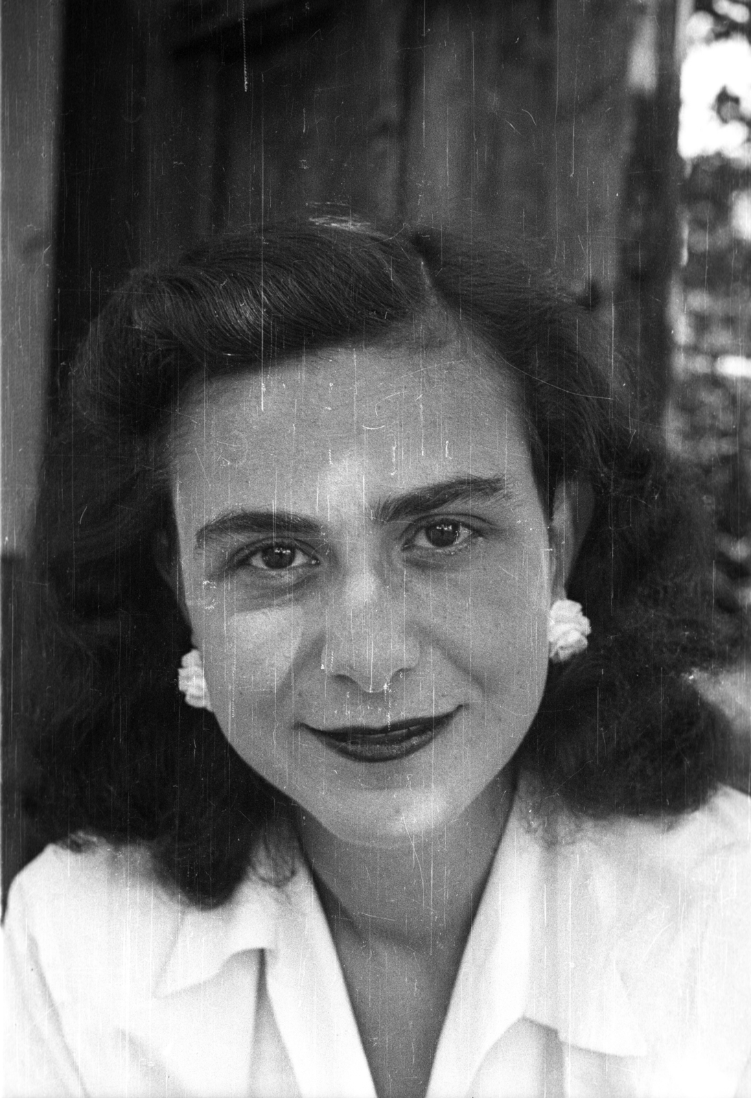 1949, Hetényi Zsuzsa, smile, lady, portrait, earring, Fortepan #94143