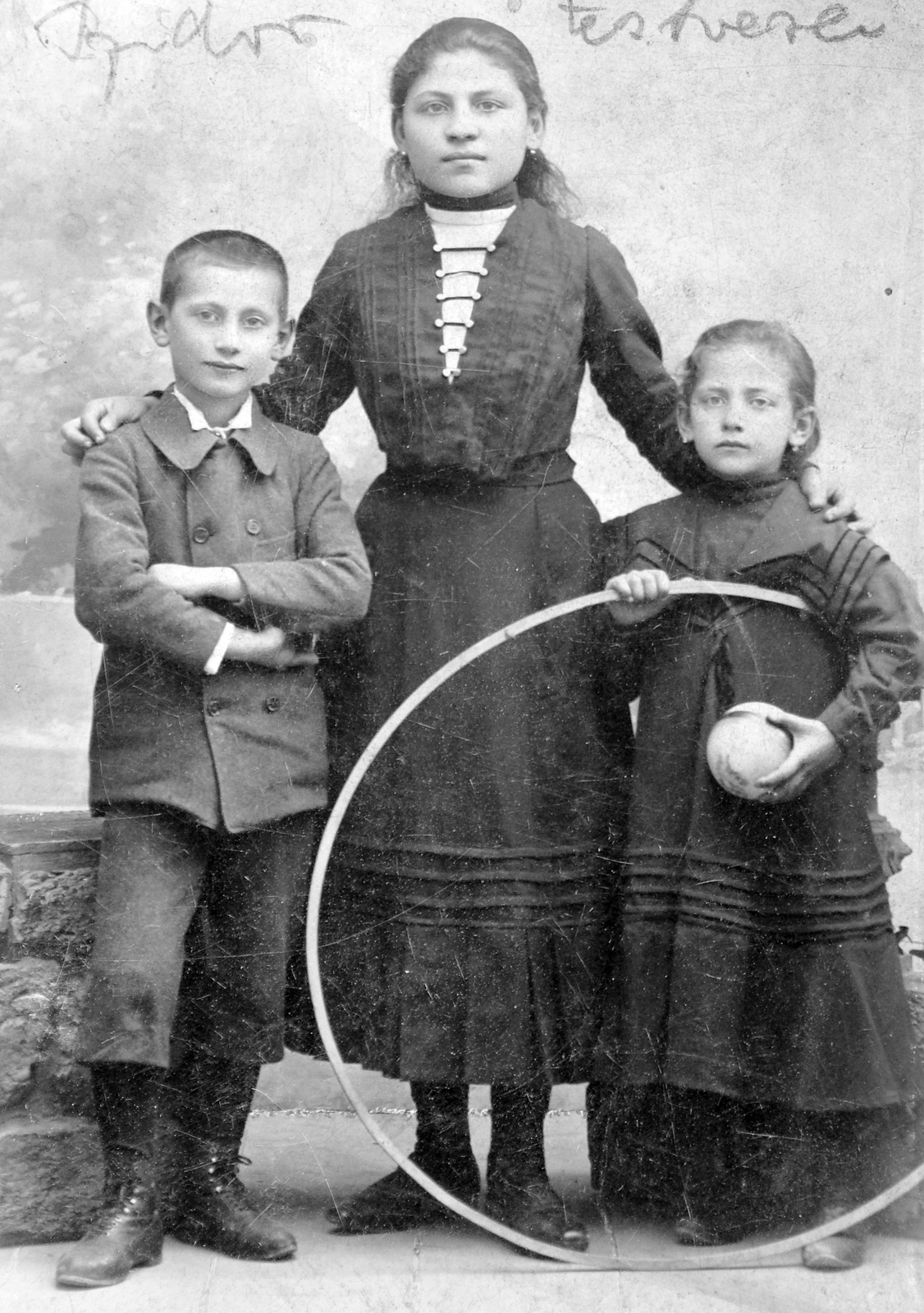 1910, Fortepan, kid, toy, tableau, ball, hula hoop, Fortepan #9455