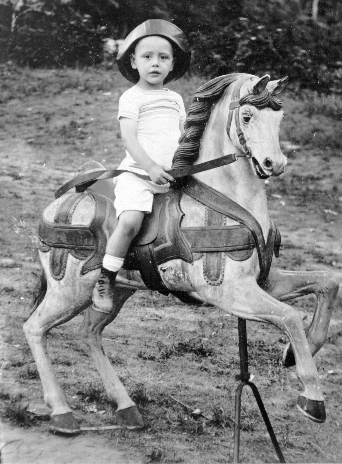 1920, Fortepan, portrait, summer, hillside, kid, hobby horse, Fortepan #9459