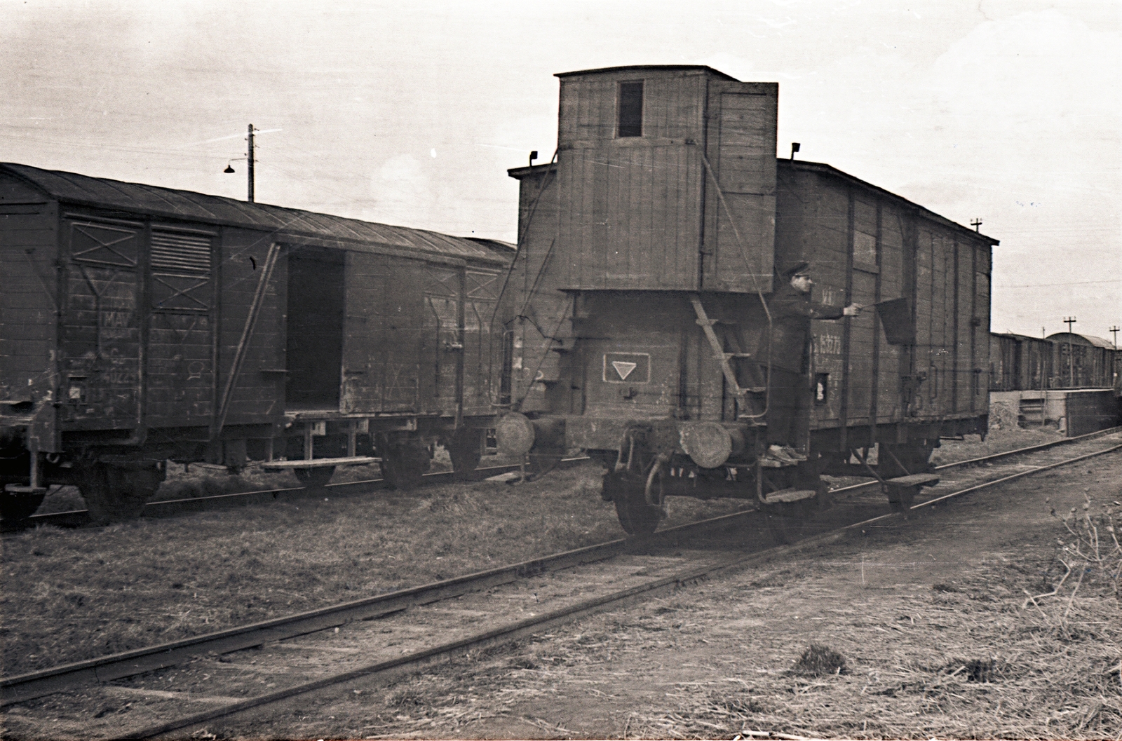 Magyarország, 1959, Erky-Nagy Tibor, vasút, vagon, fékezőfülke, Fortepan #94604