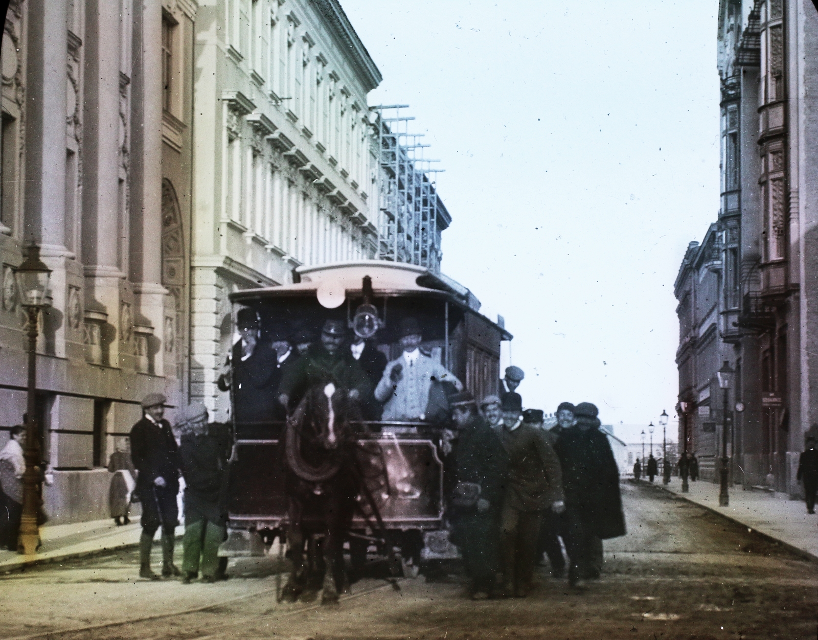 Croatia, Zagreb, Jurišićeva ulica a Palmotićeva ulica felől a Draškovićeva ulica felé nézve., 1910, Magyar Földrajzi Múzeum / Diagyűjtemény, horse tramway, Fortepan #95027
