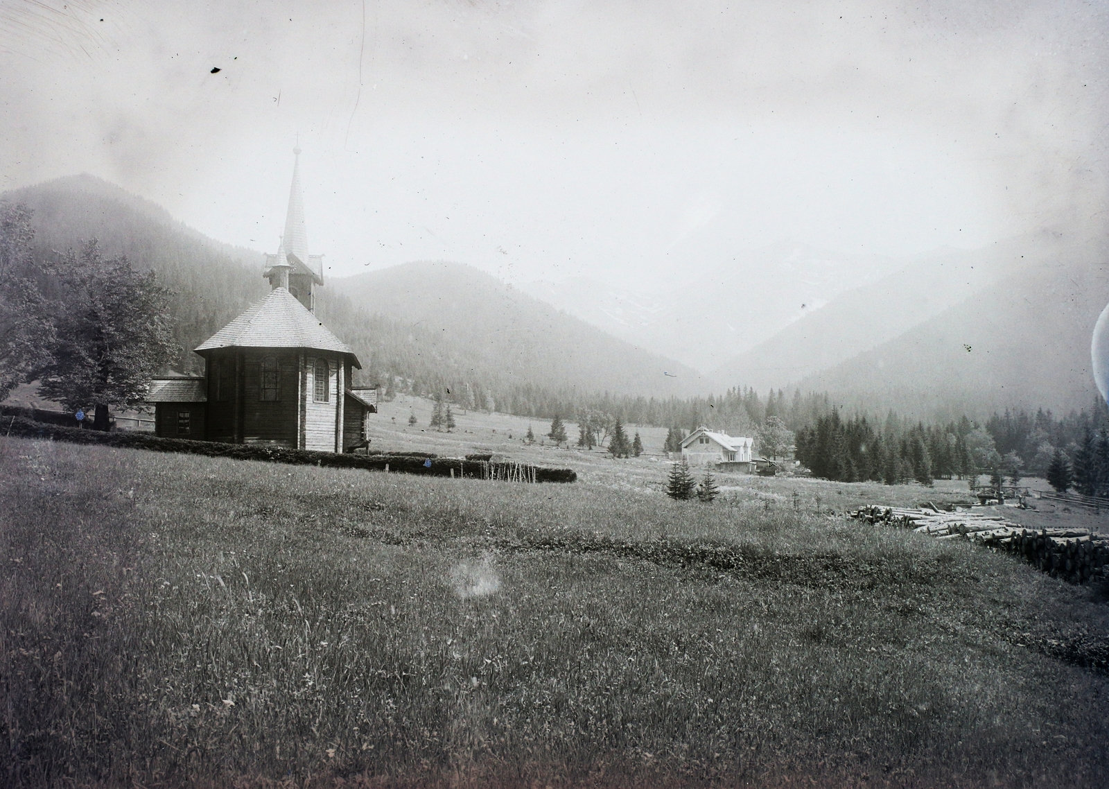 Slovakia, High Tatras, Tatranská Javorina, a fából épült Szent Anna-templom., 1913, Magyar Földrajzi Múzeum / Kerekes J. Zoltán, Fortepan #95174
