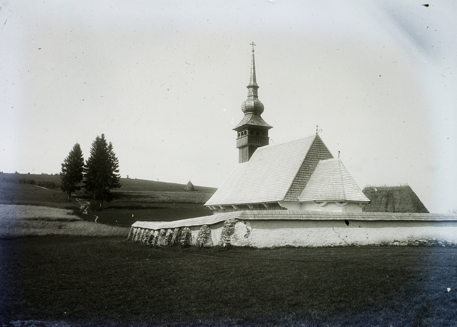 Románia,Erdély, Havasnagyfalu, templom., 1913, Magyar Földrajzi Múzeum / Kerekes J. Zoltán, templom, zsindely, erődtemplom, Fortepan #95180