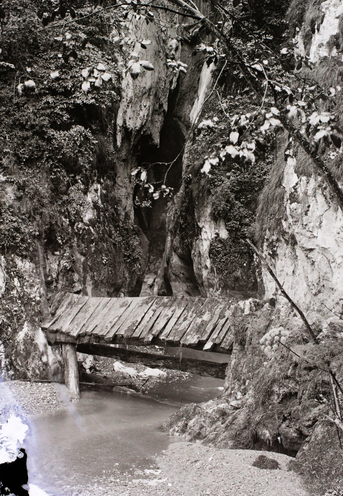Románia,Erdély, Alsószolcsva, a szolcsvai Búvópatak barlangjának (Huda lui Papară) bejárata., 1908, Magyar Földrajzi Múzeum / Kerekes J. Zoltán, patak, barlang, Fortepan #95235