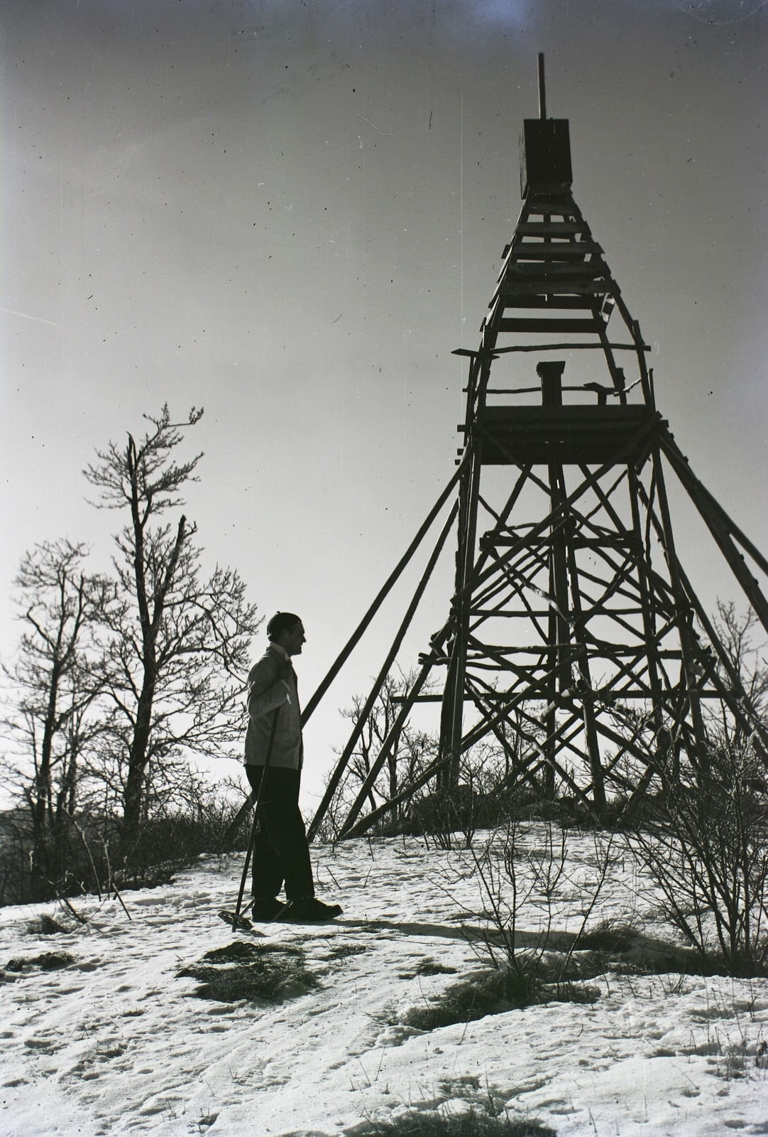 Hungary, kilátó., 1932, Schermann Ákos, Schermann Szilárd, lookout, triangulum point, man, Fortepan #95448