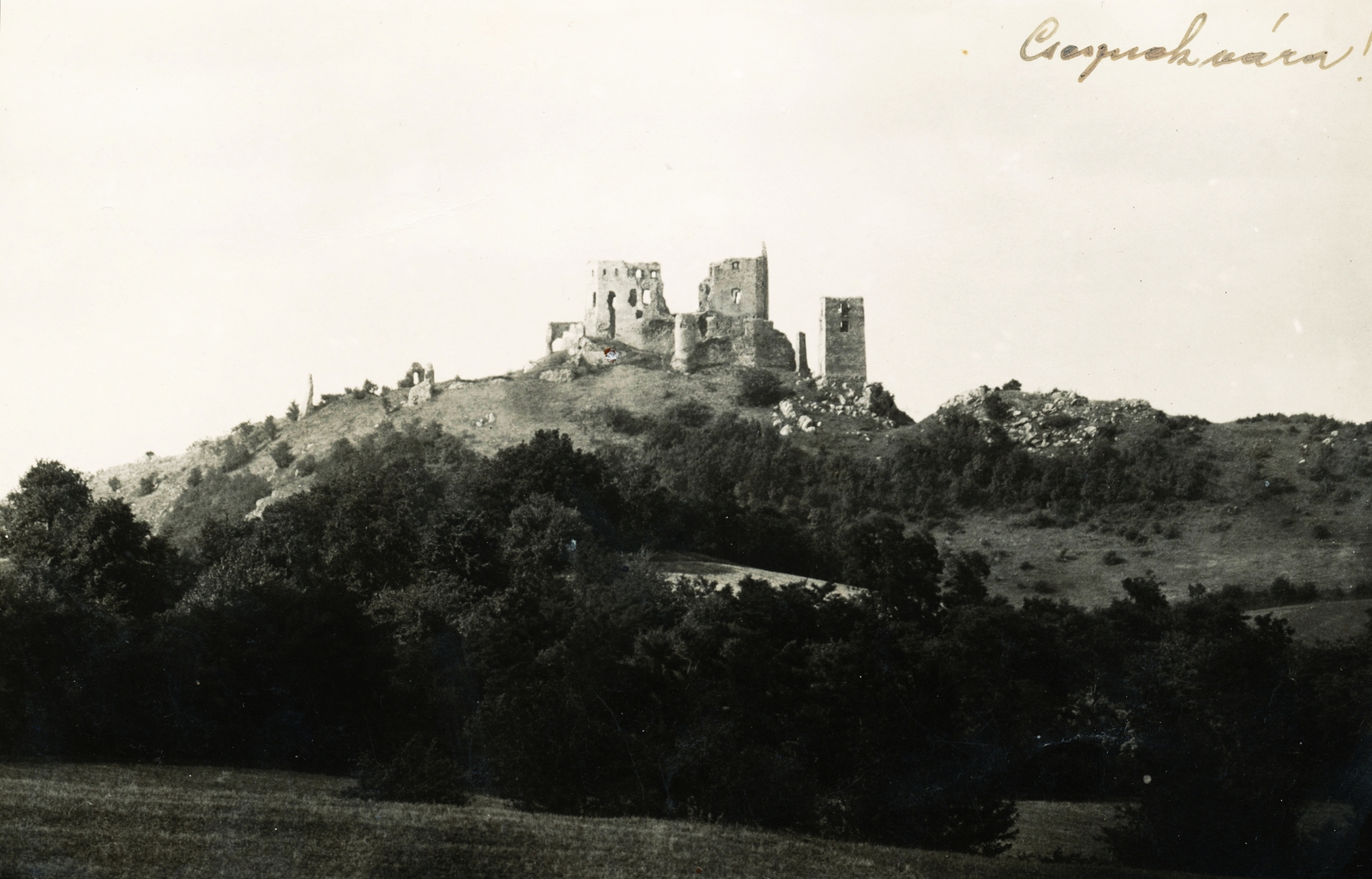 Hungary, Csesznek, Vár., 1926, Schermann Ákos, castle ruins, Fortepan #95758