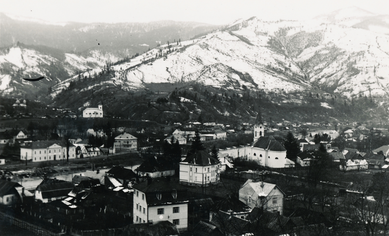 Ukrajna,Kárpátalja, Rahó, a város látképe északnyugat felől., 1941, Schermann Ákos, hó, látkép, Fortepan #95849