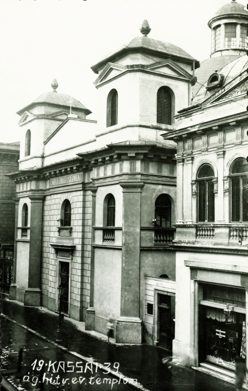 Slovakia, Košice, Malom utca (Mlynská ulica), Evangélikus templom., 1939, Schermann Ákos, church, venetian blind, Neoclassical architecture, Georg Kitzling-design, Fortepan #95970