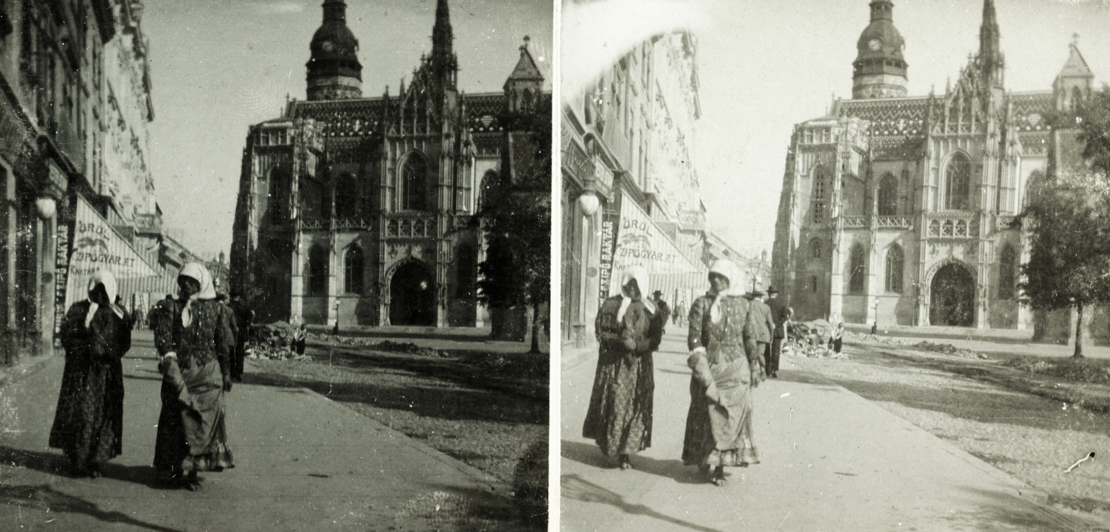 Szlovákia, Kassa, Fő tér (Hlavné namestie), Szent Erzsébet-főszékesegyház (Dóm)., 1900, Schermann Ákos, katolikus, sztereófotó, székesegyház, mérmű, Fortepan #96071