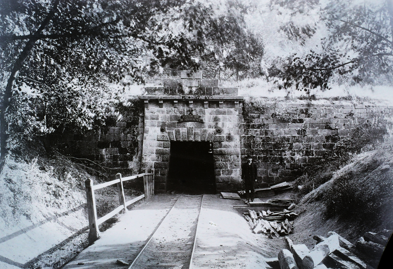 Hungary, Salgótarján, Inászó, László-táró., 1900, Magyar Földrajzi Múzeum / Erdélyi Mór cége, railing, mining, rails, Fortepan #96231