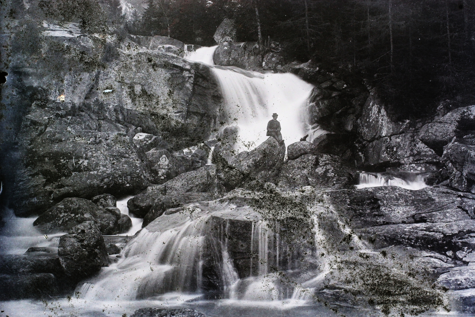 Szlovákia, Magas-Tátra, Ótátrafüred, Tar-pataki Nagy-vízesés., 1906, Magyar Földrajzi Múzeum / Erdélyi Mór cége, vízesés, Fortepan #96239