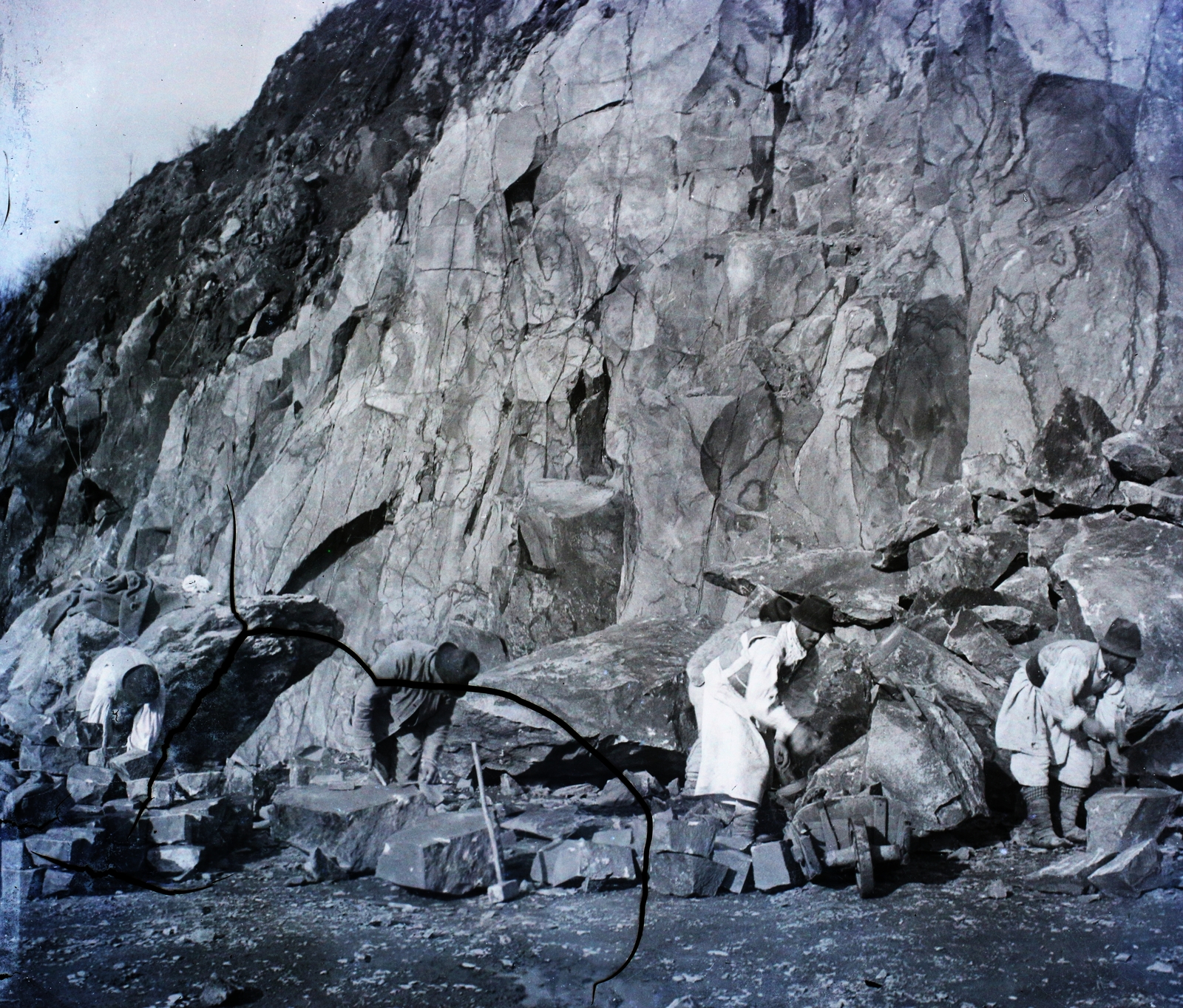 1904, Magyar Földrajzi Múzeum / Erdélyi Mór cége, mining, wheelbarrow, stone mine, Fortepan #96242