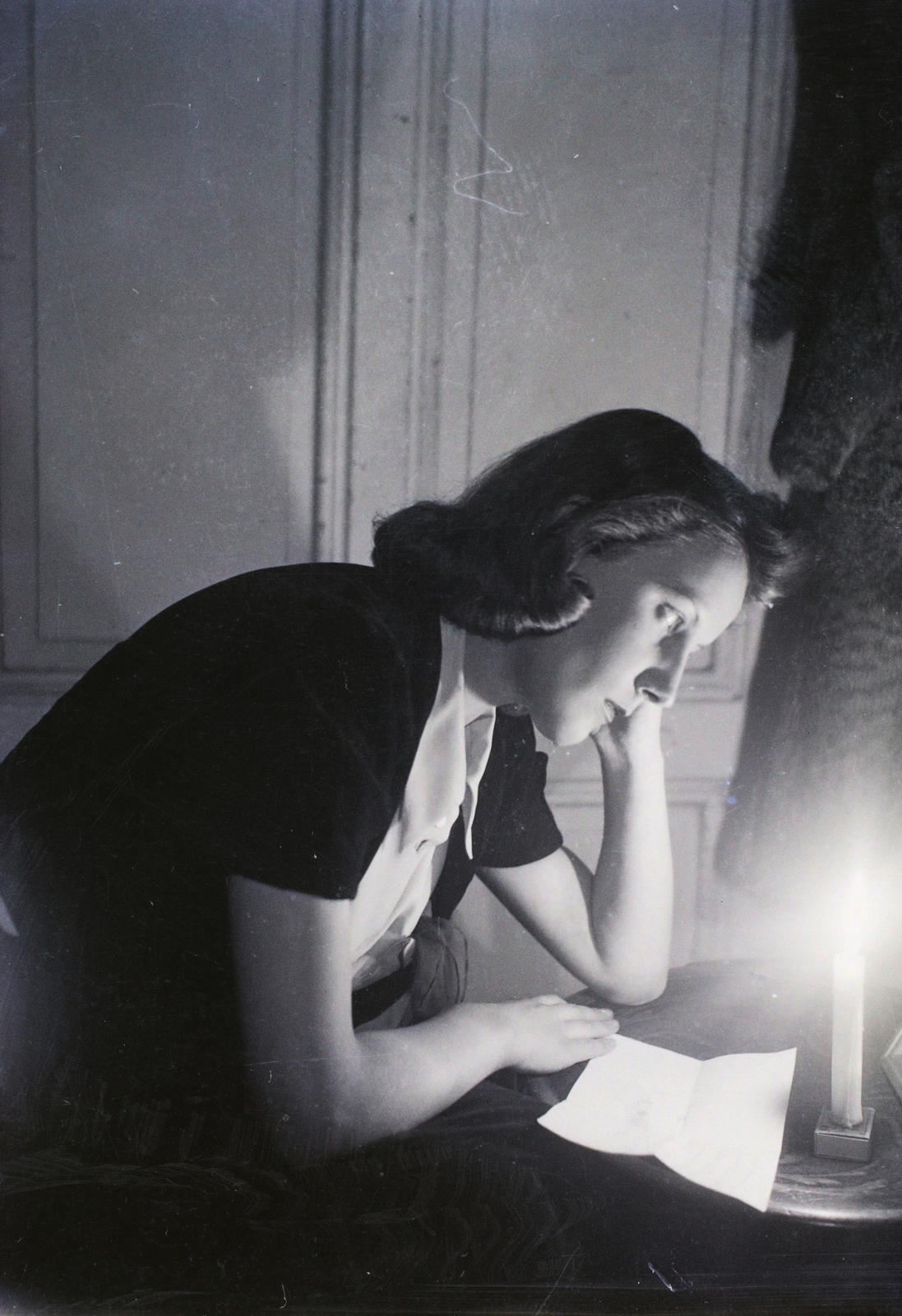 1936, Kotnyek Antal, portrait, woman, candlelight, Fortepan #96562
