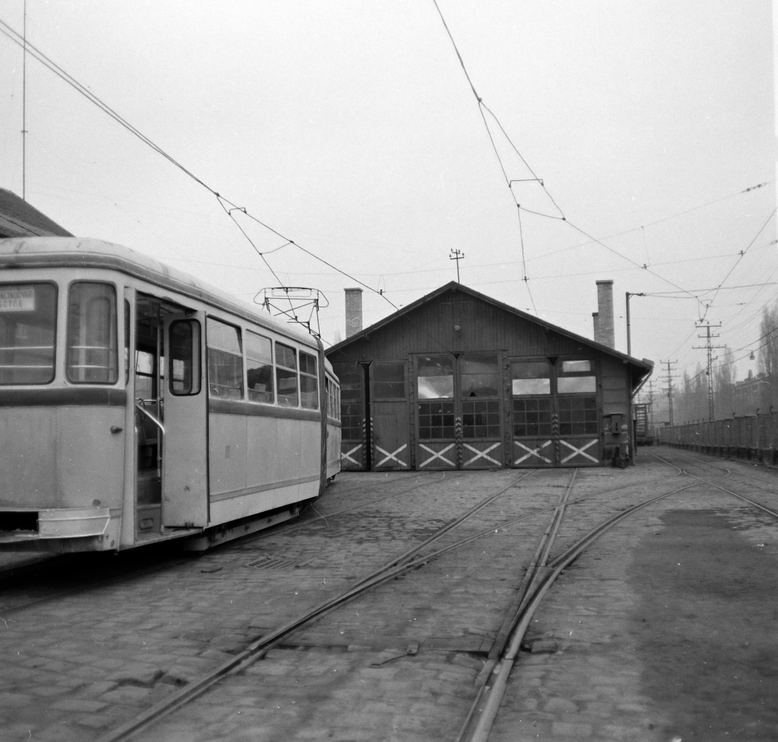 Hungary, Miskolc, Baross Gábor út, Baross kocsiszín., 1965, UVATERV, tram, carbarn, Bengali tramway, Fortepan #97063