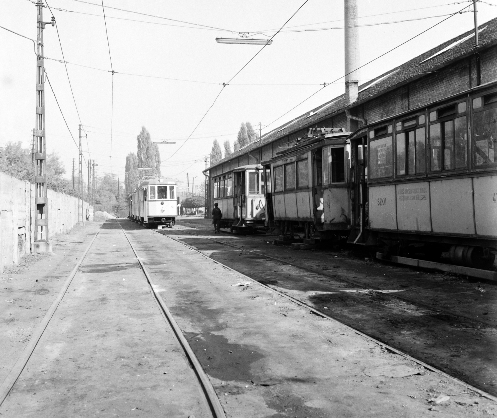 Hungary, Szeged, Pulz utca, az SZKV (később SZKT) kocsiszíne., 1968, UVATERV, tram, depot, Fortepan #97386