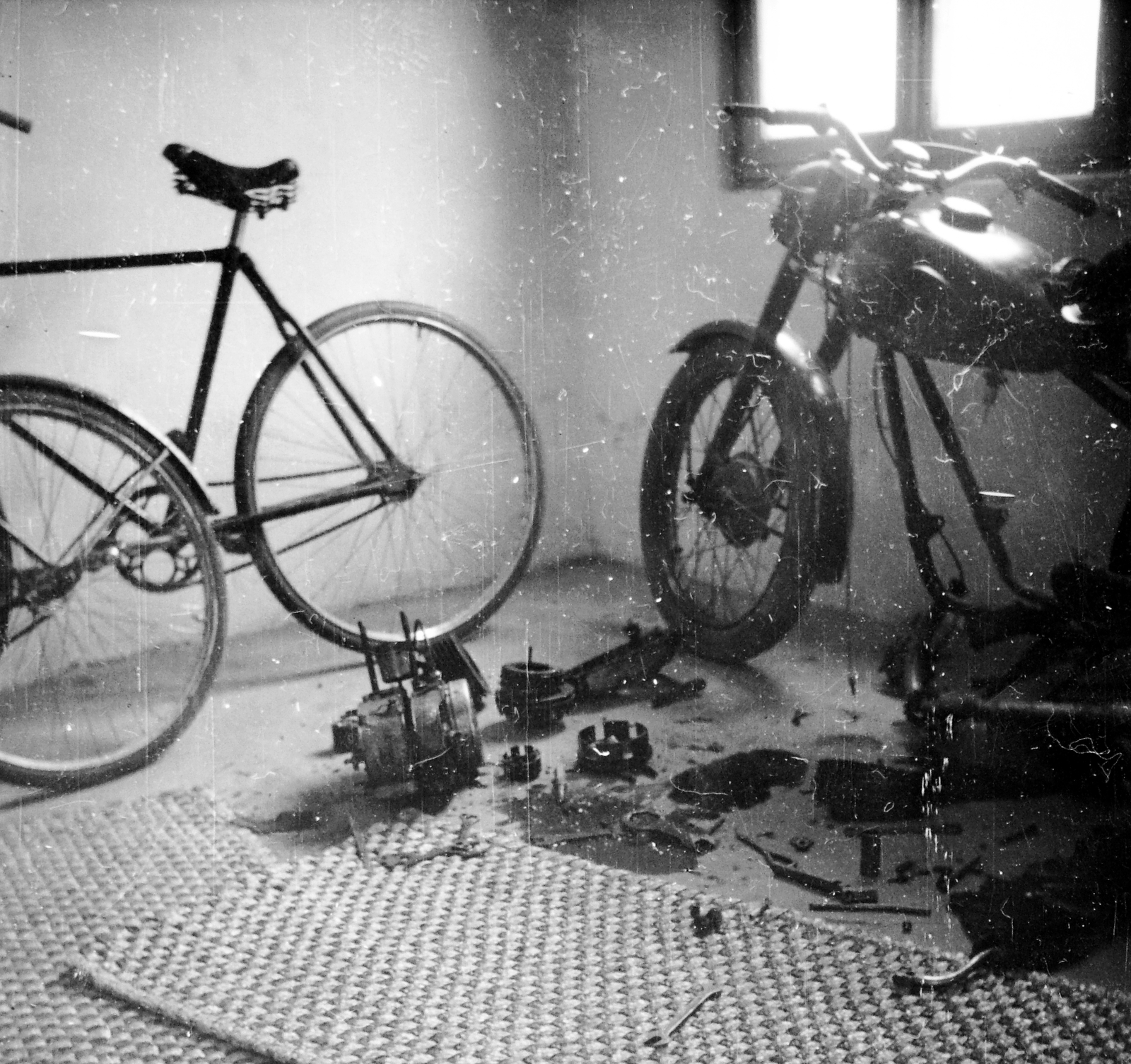 1940, Fortepan, bicycle, motorcycle, Csepel-brand, assembly, still life, Fortepan #9774