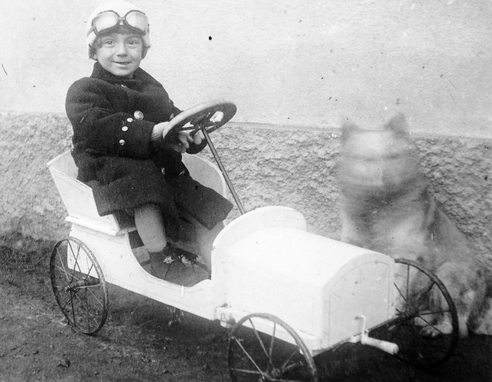 1911, Fortepan, kid, dog, toy, boy, pedal car, child labour, Fortepan #9818