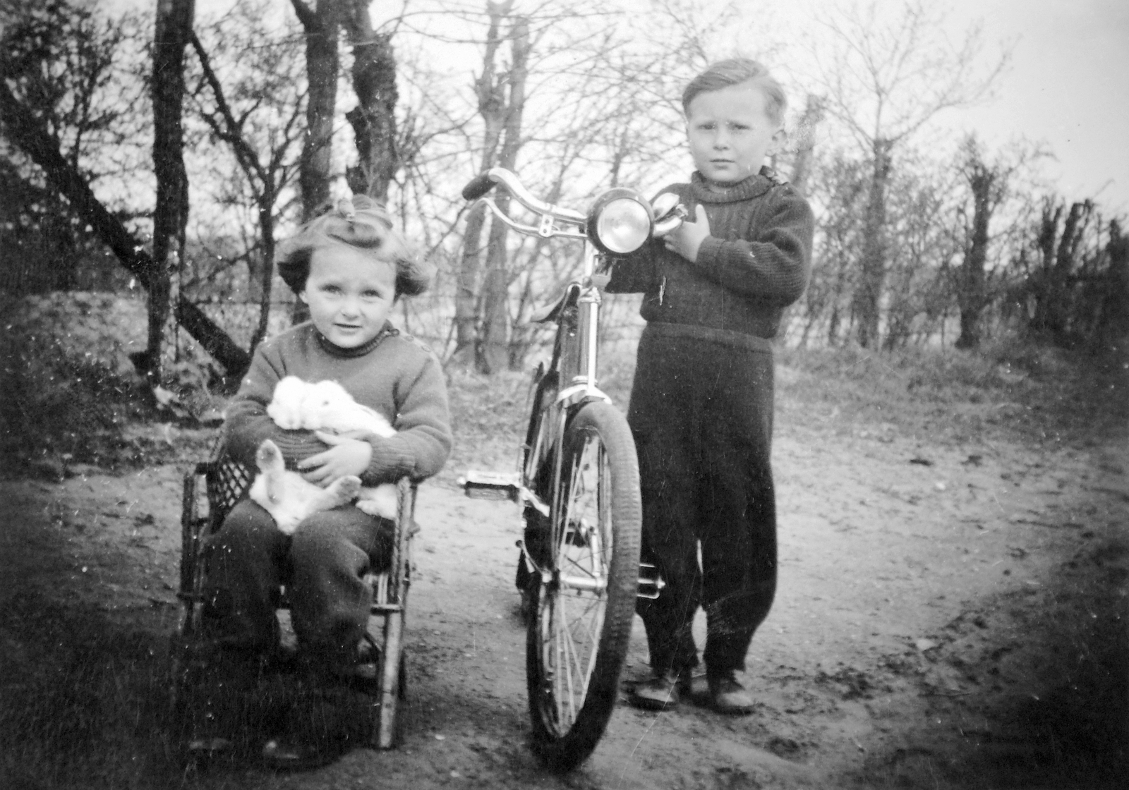 1955, Fortepan, kerékpár, kislány, kisfiú, nyúl, Fortepan #9829