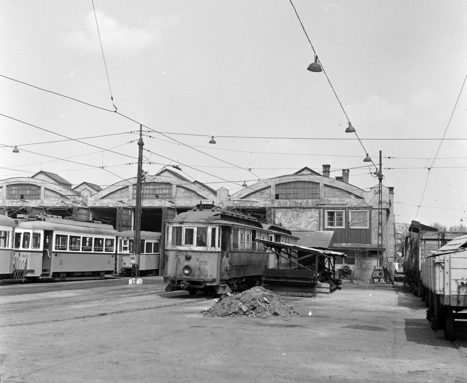 Hungary, Budapest IV., Pozsonyi utca, Angyalföld kocsiszín., 1975, UVATERV, tram, BKV-organisation, depot, Budapest, carbarn, Fortepan #98904