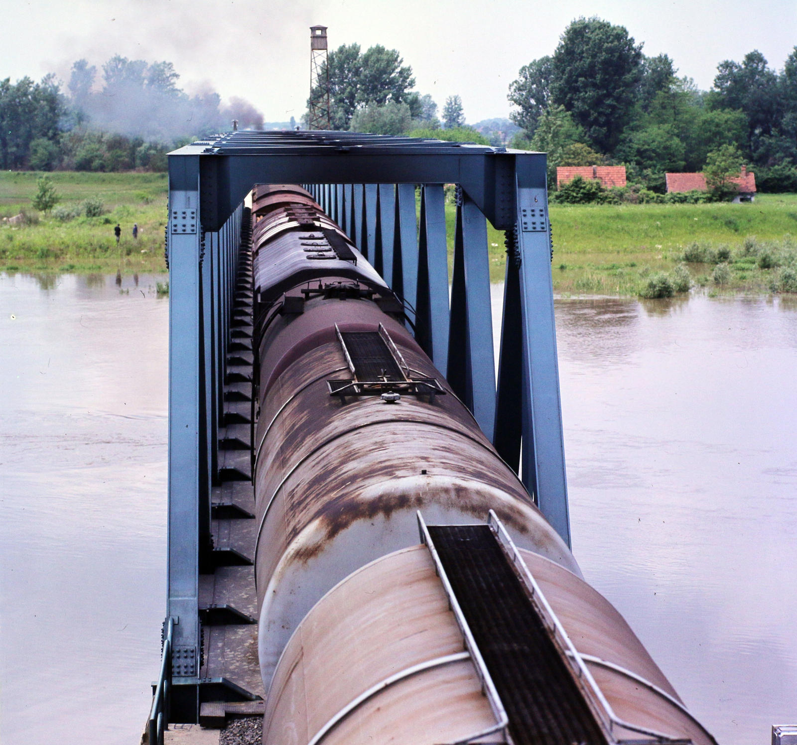 Hungary, Murakeresztúr, a Mura folyó vasúti hídja., 1978, UVATERV, railway, colorful, bridge, Fortepan #99223