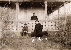 1905, Jezsuita Levéltár, men, porch, three people, Fortepan #100207