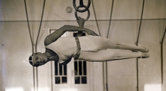 1930, Jezsuita Levéltár, sportsperson, feat, sports equipment, hairnet, dangling, Fortepan #100229