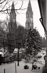 Romania,Transylvania, Satu Mare, Kálvária templom a jezsuita rendházból nézve., 1943, Jezsuita Levéltár, winter, church, snow, calvary, Jesuits, Fortepan #100414