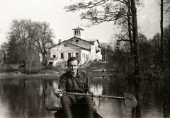 1944, Jezsuita Levéltár, church, soldier, shore, paddling, shovel, barge, Fortepan #100430