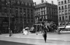 Franciaország, Lyon, Place des Terreaux, Bartholdi szökőkút., 1960, Dobóczi Zsolt, Fortepan #100688