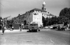 Horvátország,Adria, Split, kikötő, háttérben a Szent Domnius-székesegyház tornya., 1963, Dobóczi Zsolt, Fortepan #100695