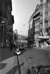 Svájc, Lausanne, Rue du Grand-Chêne a Place Saint-François felé nézve., 1960, Dobóczi Zsolt, Fortepan #100748