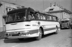 Slovakia, Púchov, Svätoplukova ulica., 1956, Dobóczi Zsolt, bus, Ikarus-brand, number plate, Fortepan #100751