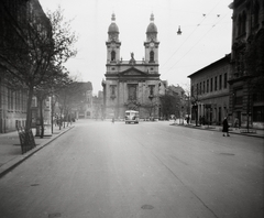 Magyarország, Budapest VIII., Baross utca, szemben a Horváth Mihály téren a Szent József-templom., 1957, Dobóczi Zsolt, templom, barokk-stílus, katolikus, klasszicizmus, Budapest, Tallherr József-terv, Kasselik Fidél-terv, Fortepan #100854