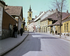 Magyarország, Szentendre, Dumtsa Jenő utca a Fő (Marx) tér felé nézve, szemben a Blagovesztenszka görögkeleti templom., 1970, Erdei Katalin, színes, Fortepan #100940