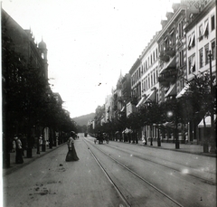 Svájc, Zürich, Bahnhofstrasse, jobbra a Hotel National., 1910, Kiss László, utcakép, Fortepan #101110