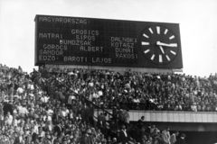 Magyarország, Népstadion, Budapest XIV., Magyarország - Anglia (2:0) barátságos válogatott mérkőzés 1960. május 22-én., 1960, Kotász Antal, Budapest, stadion, eredményjelző, óra, közönség, Fortepan #101242