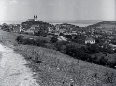 Magyarország,Balaton, Tihany, 1950, Kurutz Márton, látkép, templomtorony, Fortepan #10132