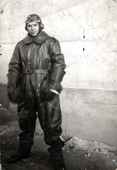 1944, Morus Tamás, pilot, leather cap, leather jacket, Fortepan #101569