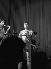 Magyarország, Kontroll Csoport koncert, középen Hajnóczy Arpád., 1983, Várkonyi Péter, szaxofon, Fortepan #101775