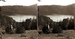 Romania,Transylvania, Csomád-hegység, Szent Anna-tó., 1905, Fortepan/Album007, lake, stereophoto, pine, Fortepan #101879