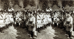 Romania,Transylvania, Brașov, oláhok (zsunik) a város környékén., 1905, Fortepan/Album007, stereophoto, Romanian folk costume, folk customs, căluș dance, Fortepan #101885