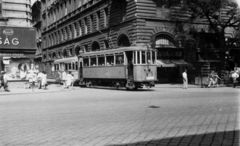 Magyarország, Budapest XIII., Váci út, a villamos a Kádár utcából kanyarodik ki., 1955, Fortepan, Budapest, tömegközlekedés, villamos, Fortepan #101919