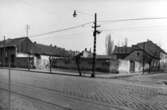 Magyarország, Budapest IV., az Árpád út páratlan oldala a Virág utca saroknál. A kép forrását kérjük így adja meg: Fortepan / Budapest Főváros Levéltára. Levéltári jelzet: HU_BFL_XV_19_c_11, 1961, Budapest Főváros Levéltára / Városrendezési és Építészeti Osztályának fényképei, A Fővárosi Tanács VB Városrendezési és Építészeti Osztályának, Budapest, Fortepan #102113